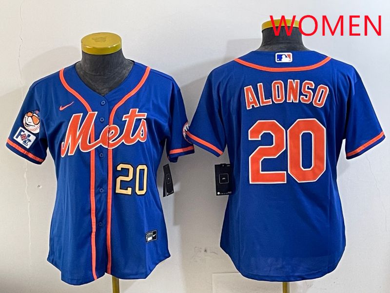 Women New York Mets #20 Alonso Blue Game Fashion 2025 Nike MLB Jersey style 3